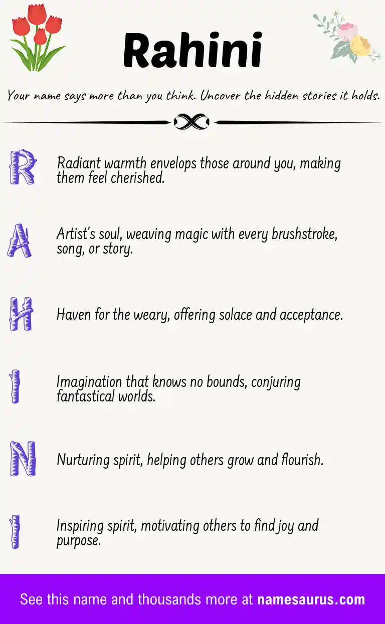 Acrostic poem about Rahini.