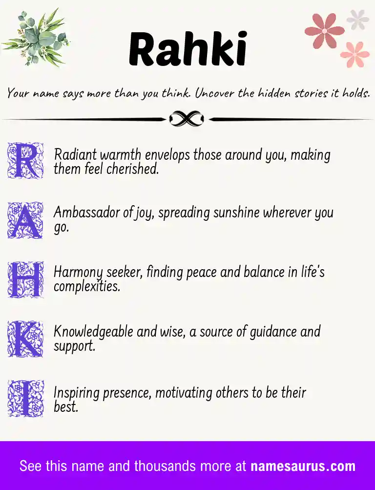 Acrostic poem about Rahki.