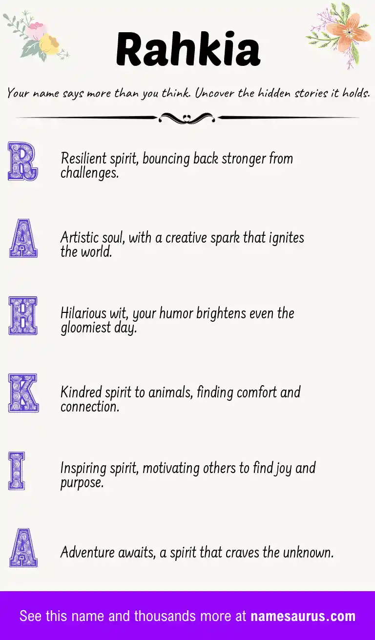 Acrostic poem about Rahkia.