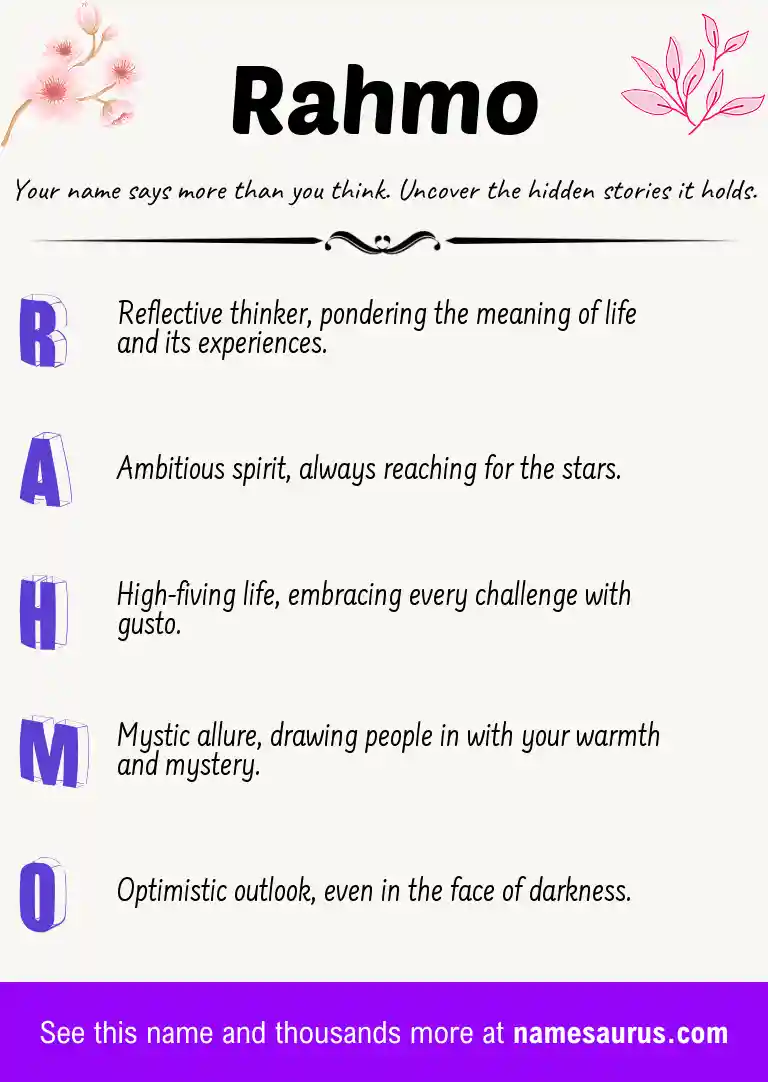 Acrostic poem about Rahmo.