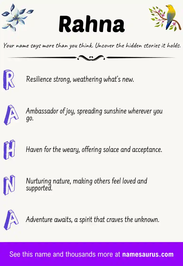 Acrostic poem about Rahna.