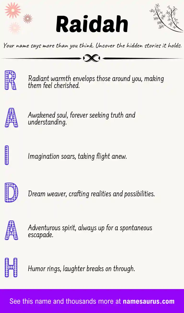 Acrostic poem about Raidah.