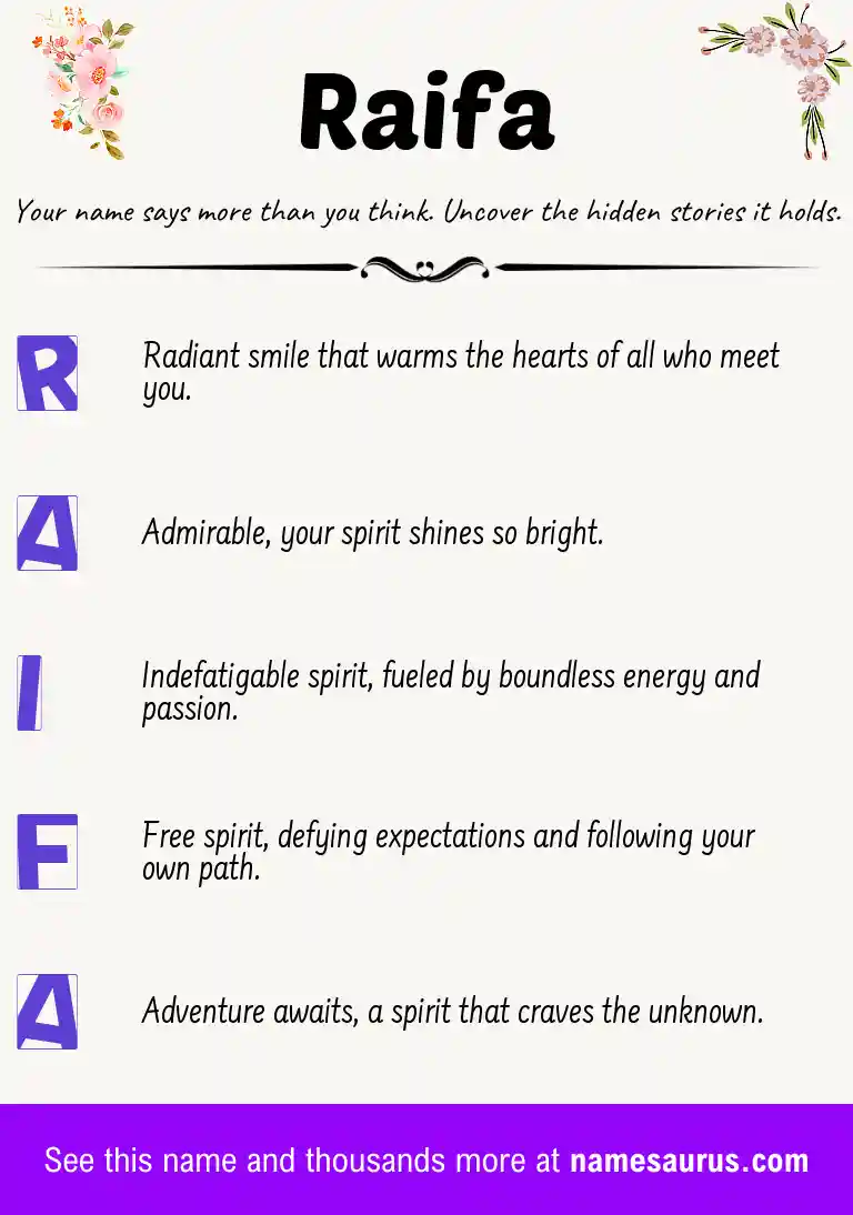 Acrostic poem about Raifa.