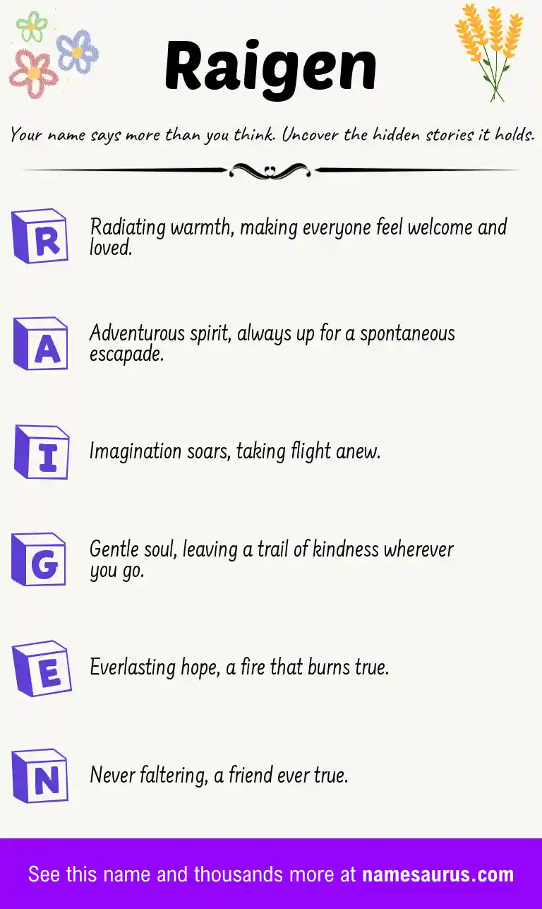 Acrostic poem about Raigen.