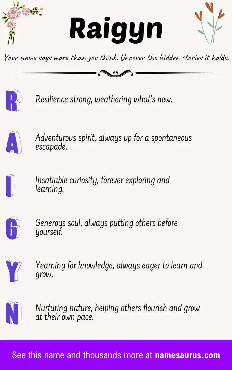 Acrostic poem about Raigyn.