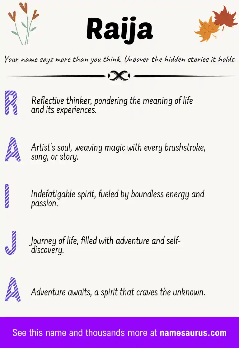 Acrostic poem about Raija.