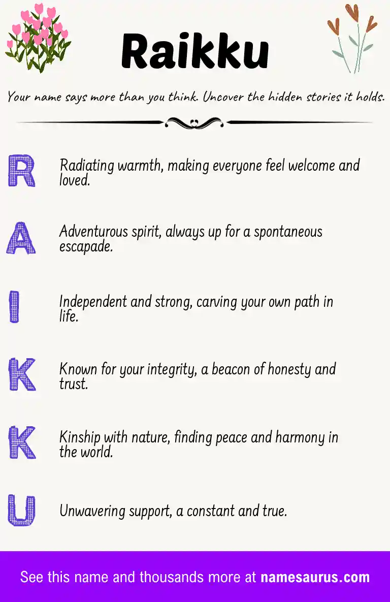 Acrostic poem about Raikku.