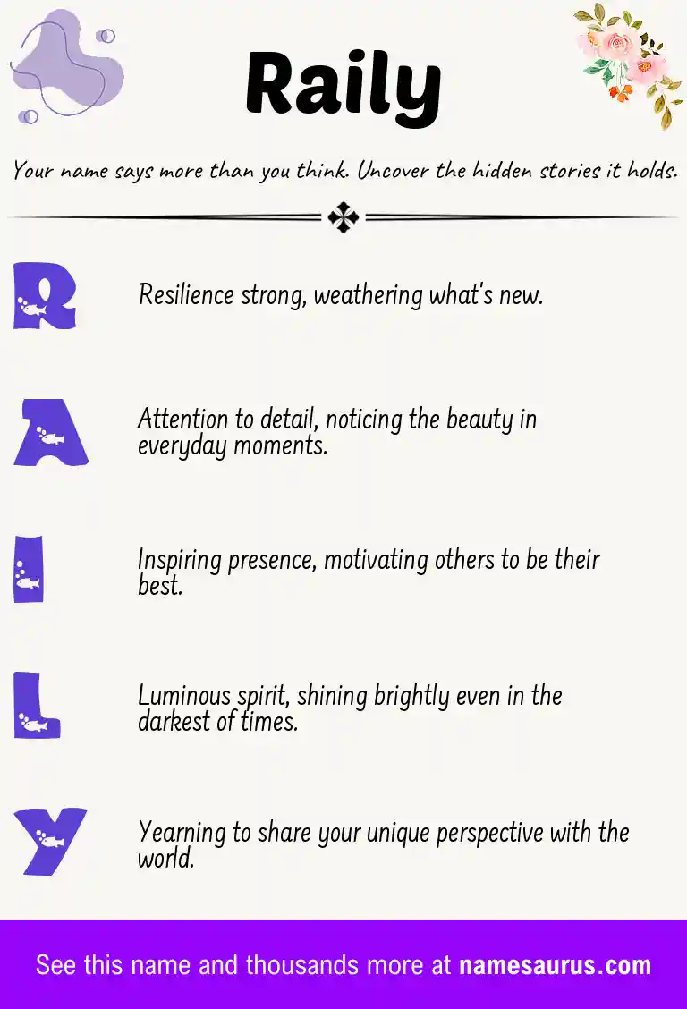 Acrostic poem about Raily.
