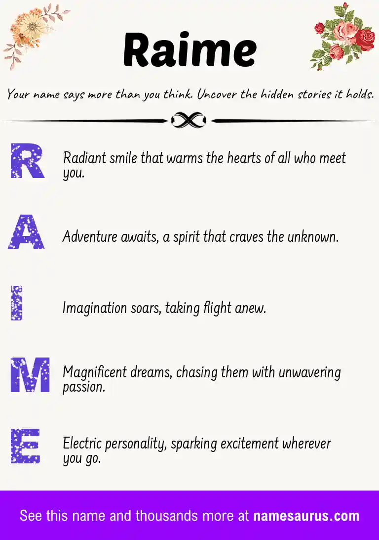 Acrostic poem about Raime.