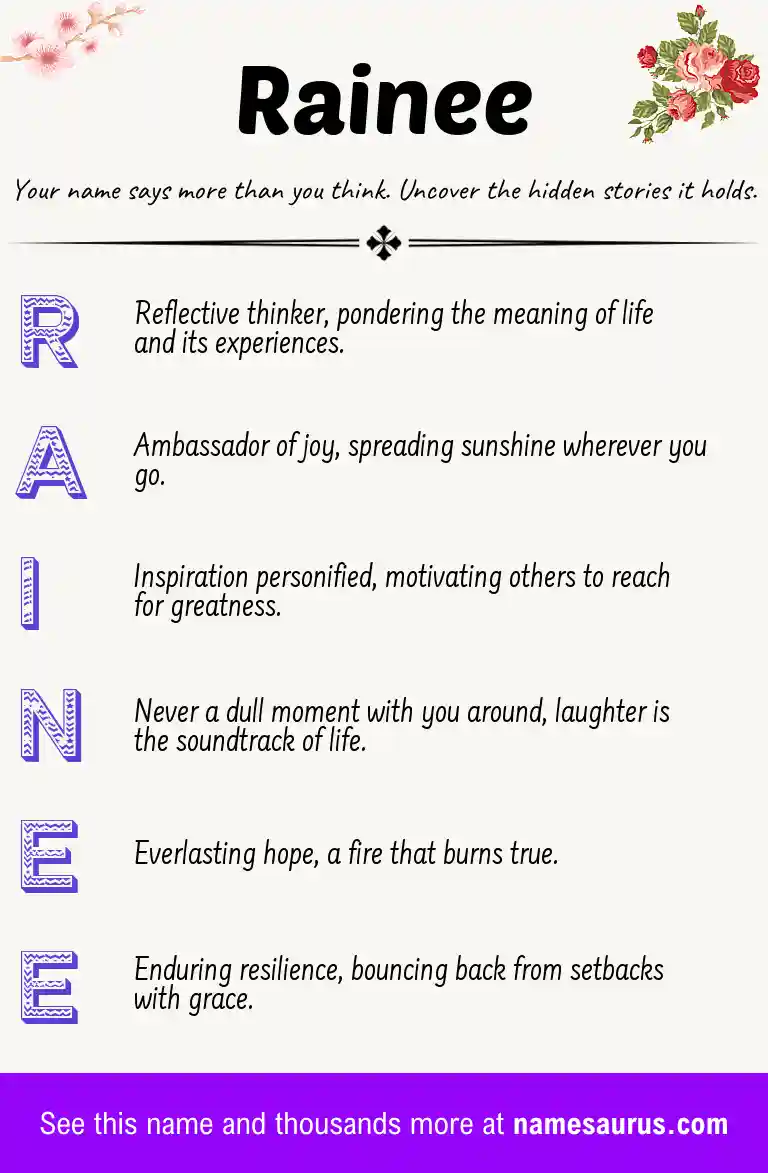 Acrostic poem about Rainee.