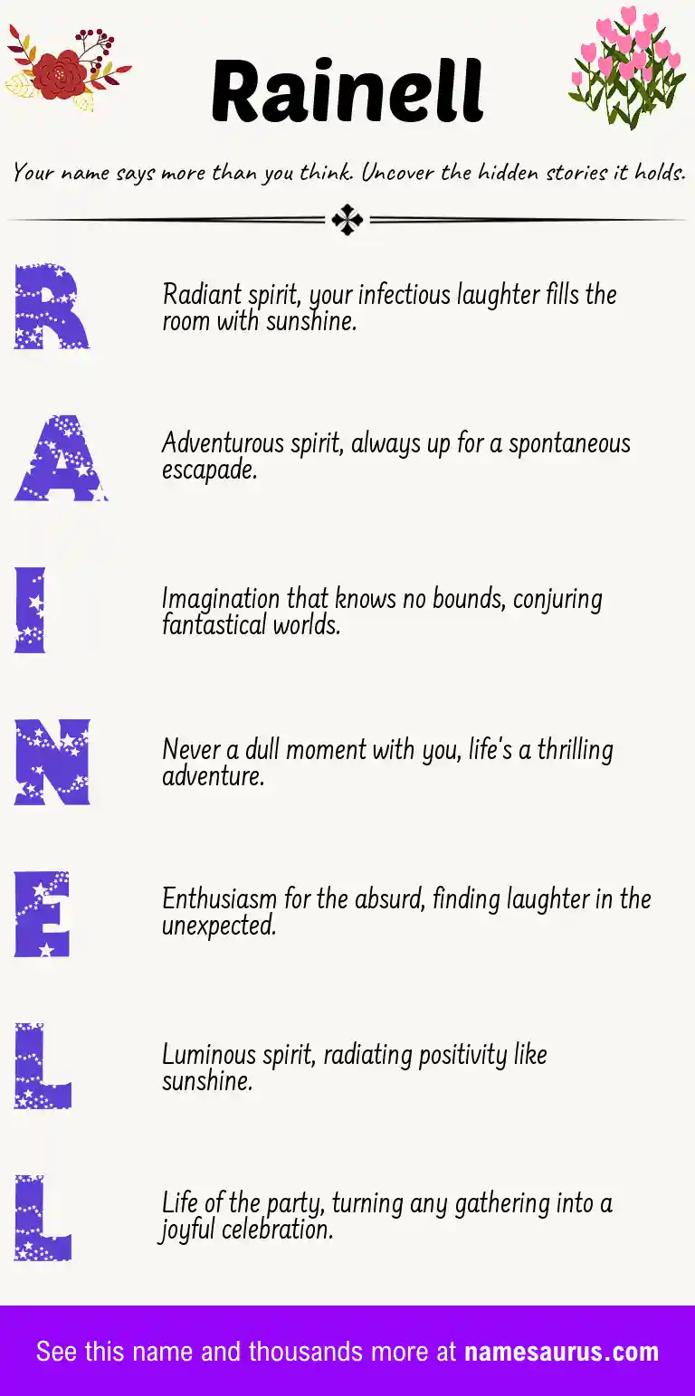 Acrostic poem about Rainell.