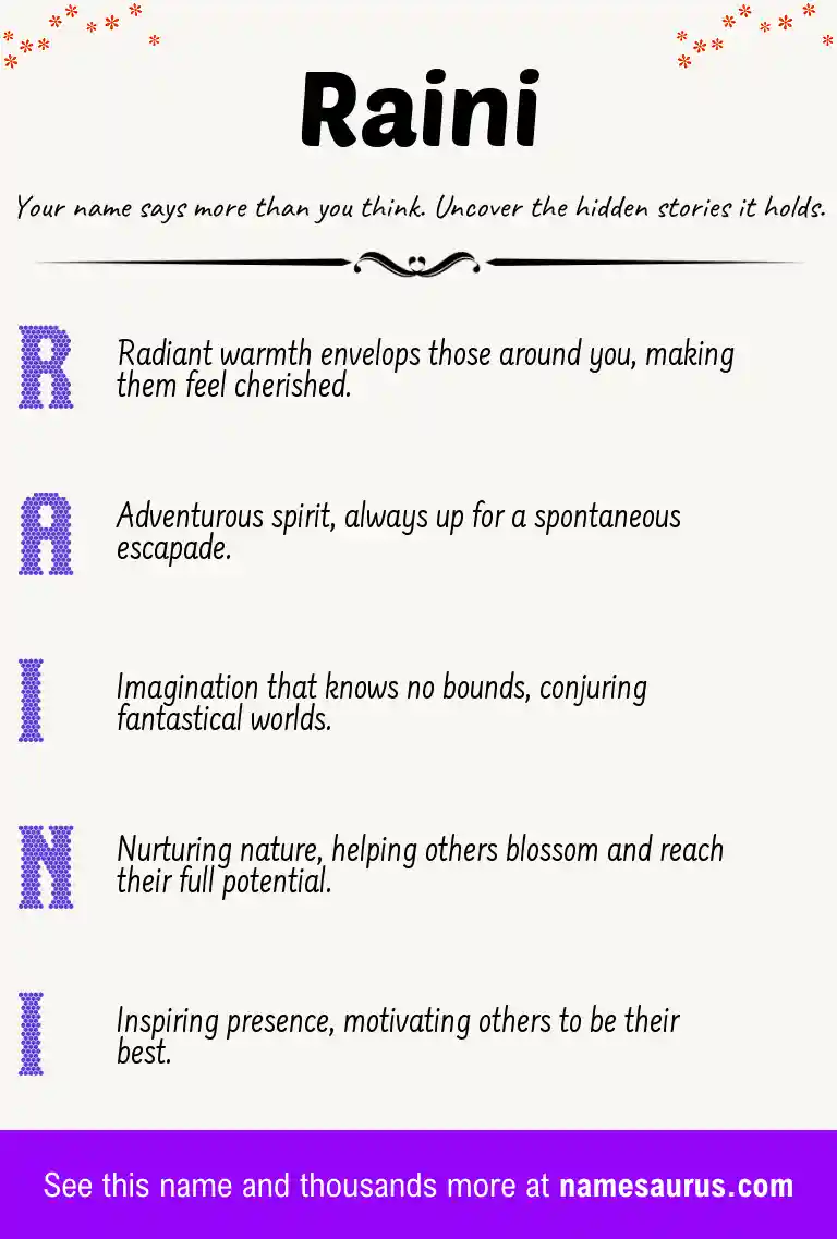 Acrostic poem about Raini.