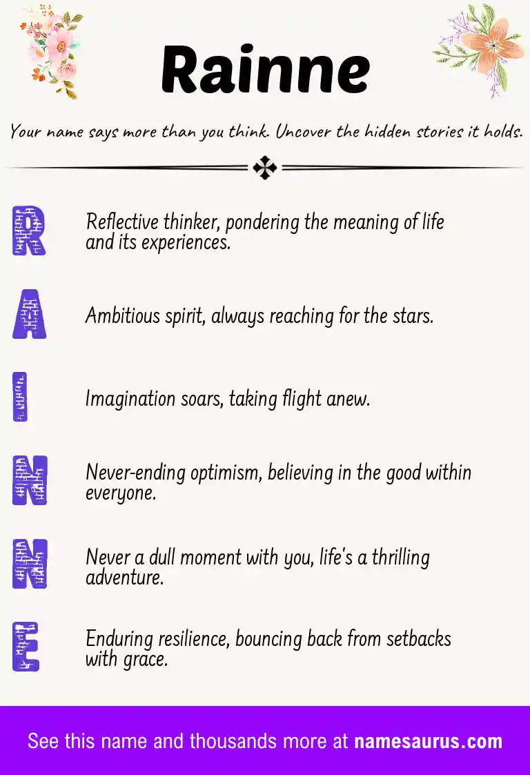 Acrostic poem about Rainne.
