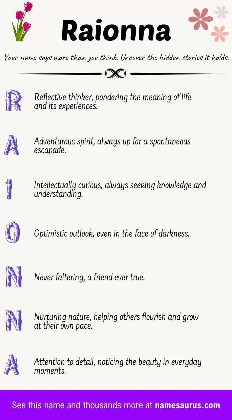 Acrostic poem about Raionna.