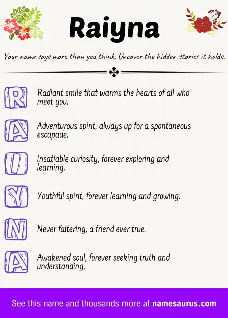 Acrostic poem about Raiyna.
