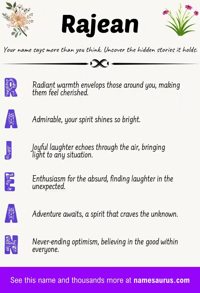 Acrostic poem about Rajean.
