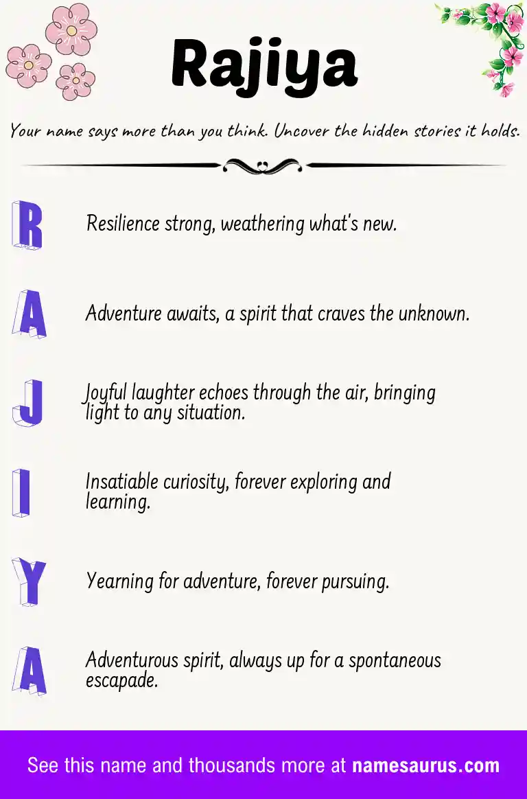 Acrostic poem about Rajiya.