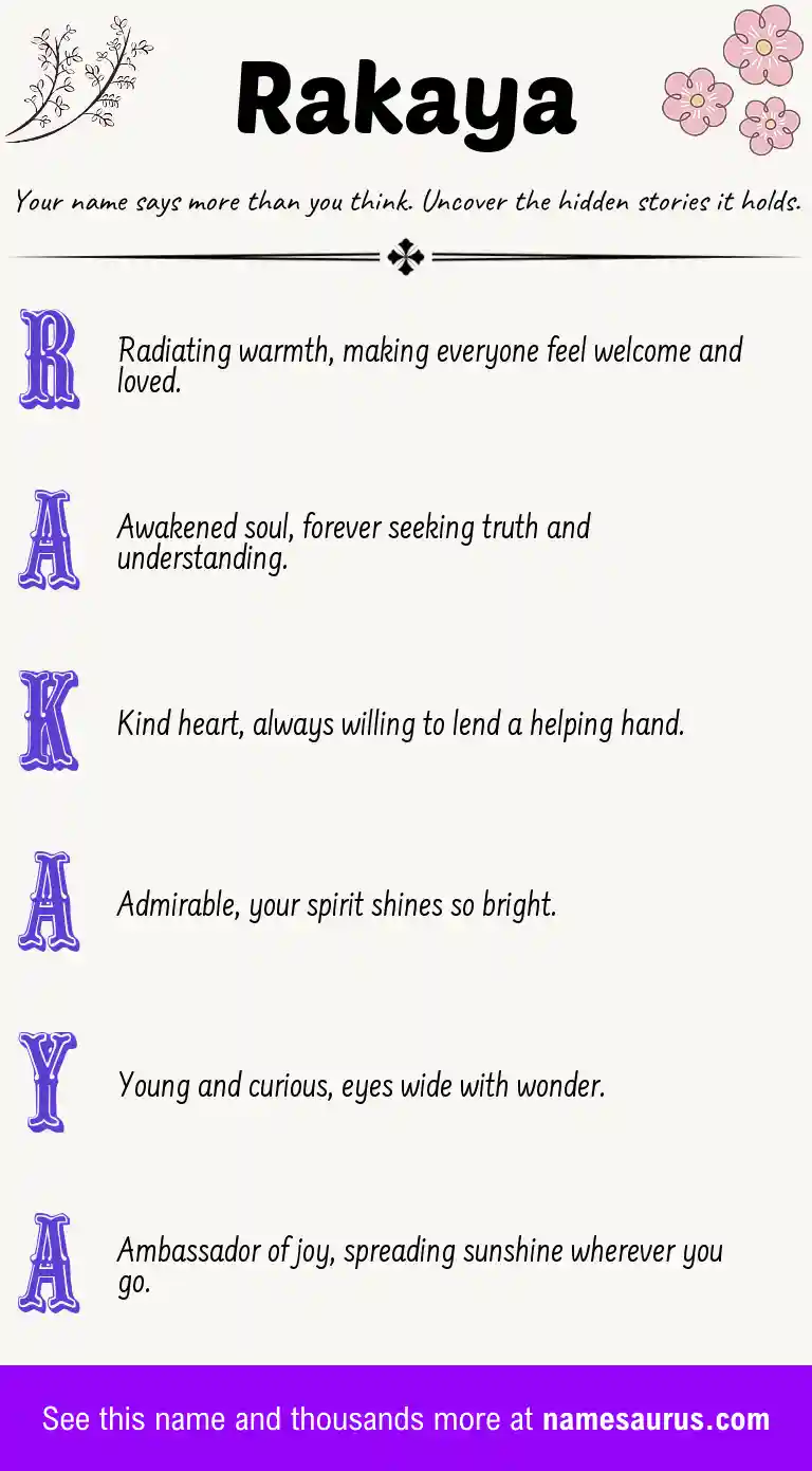 Acrostic poem about Rakaya.