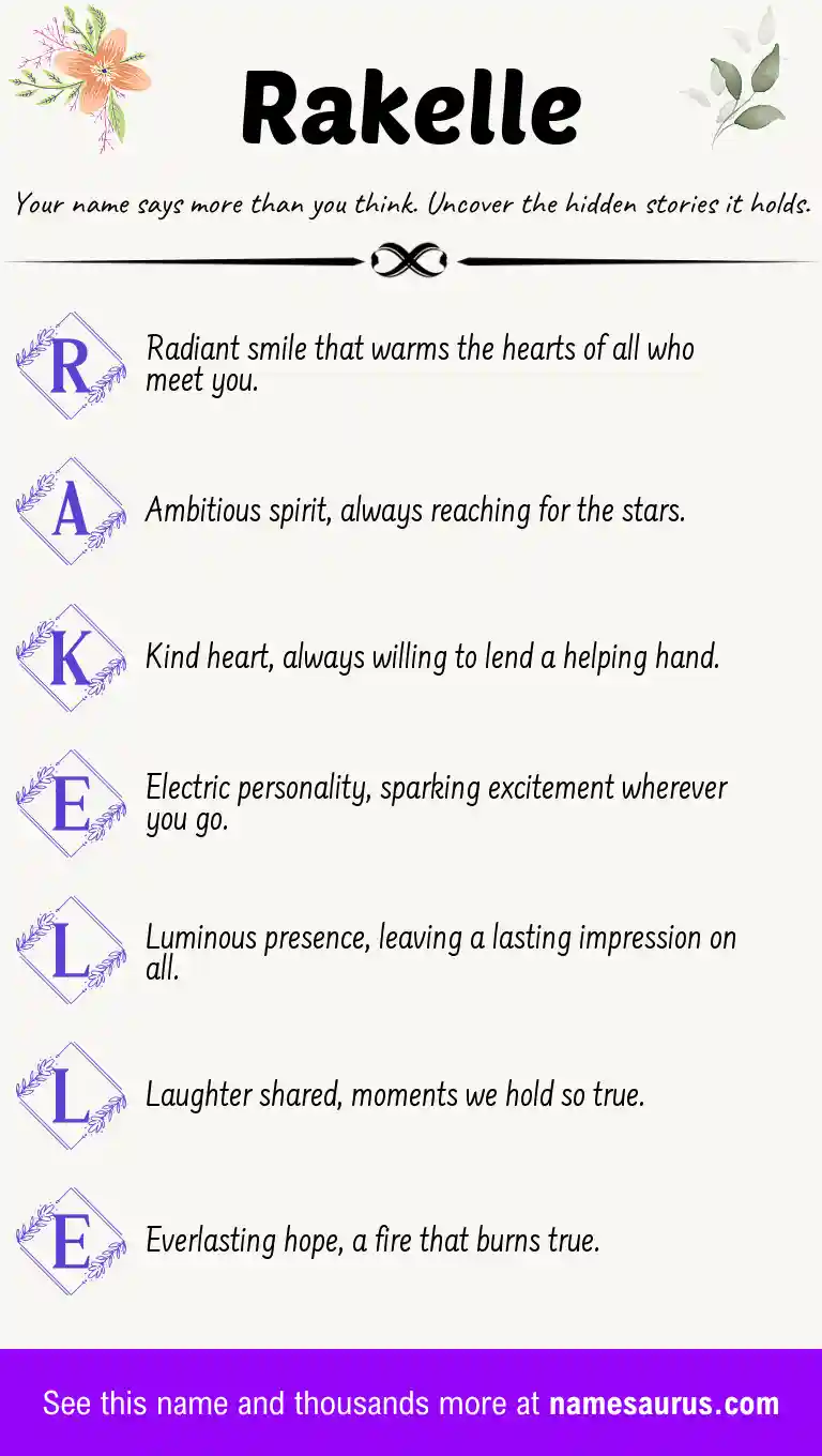 Acrostic poem about Rakelle.