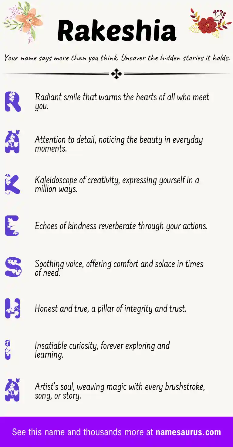 Acrostic poem about Rakeshia.