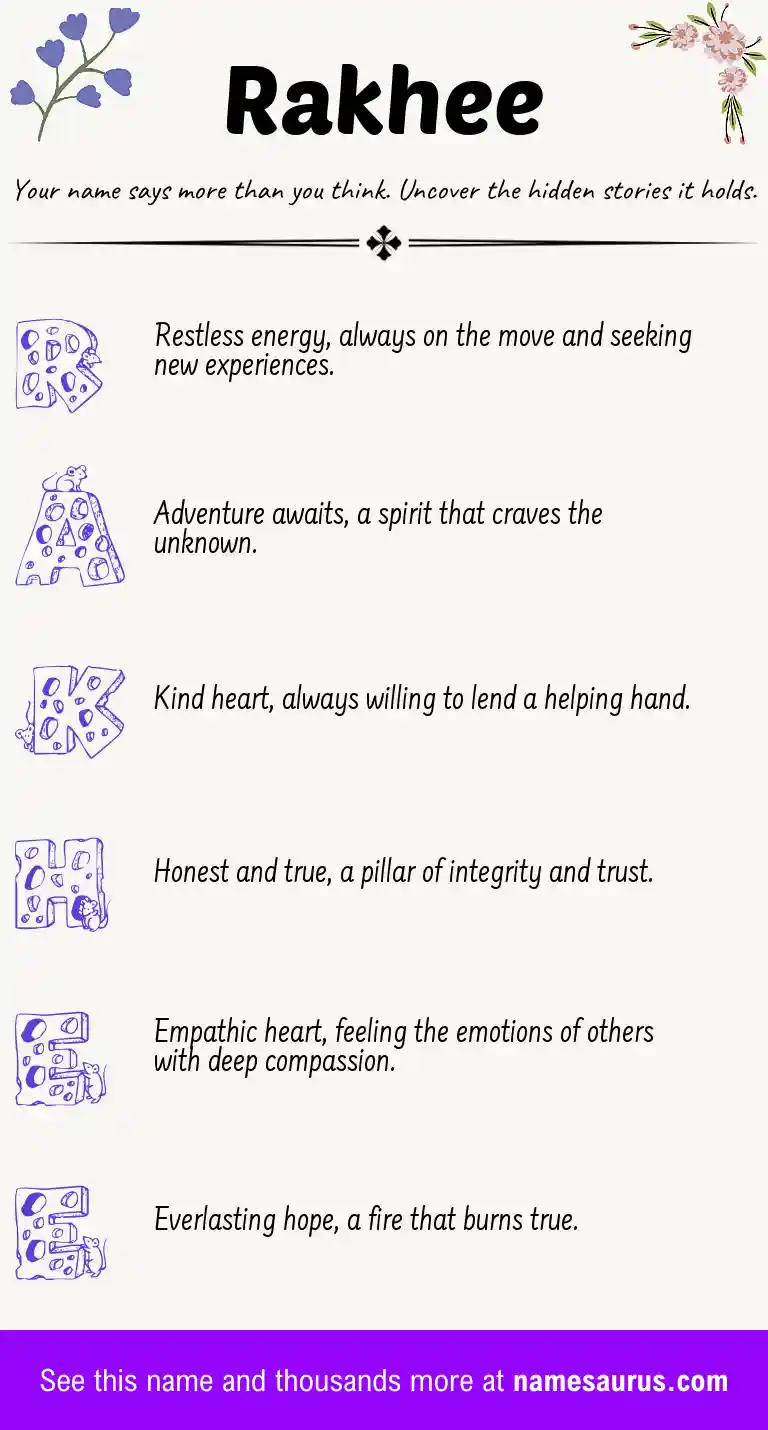 Acrostic poem about Rakhee.