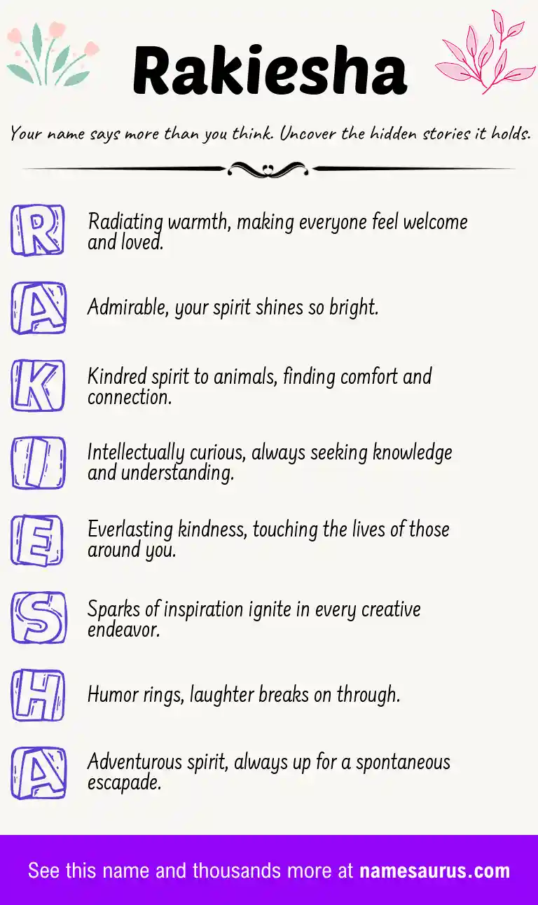 Acrostic poem about Rakiesha.