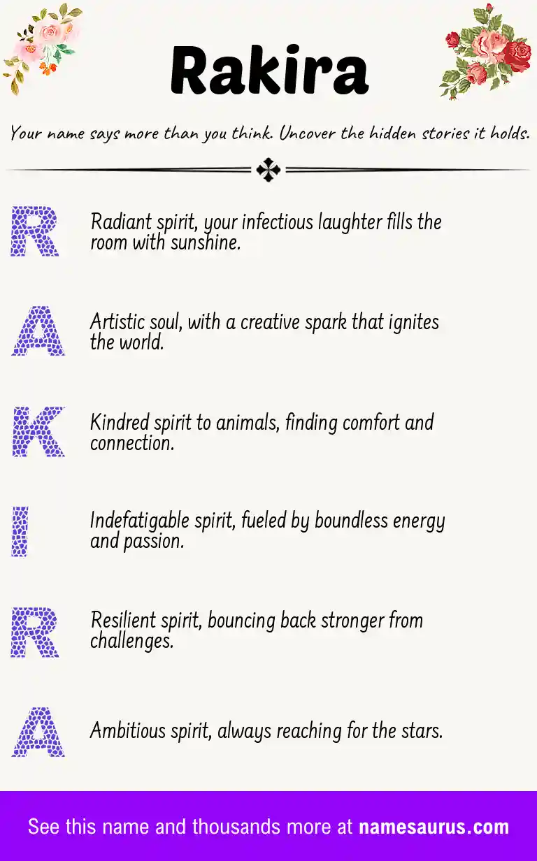 Acrostic poem about Rakira.