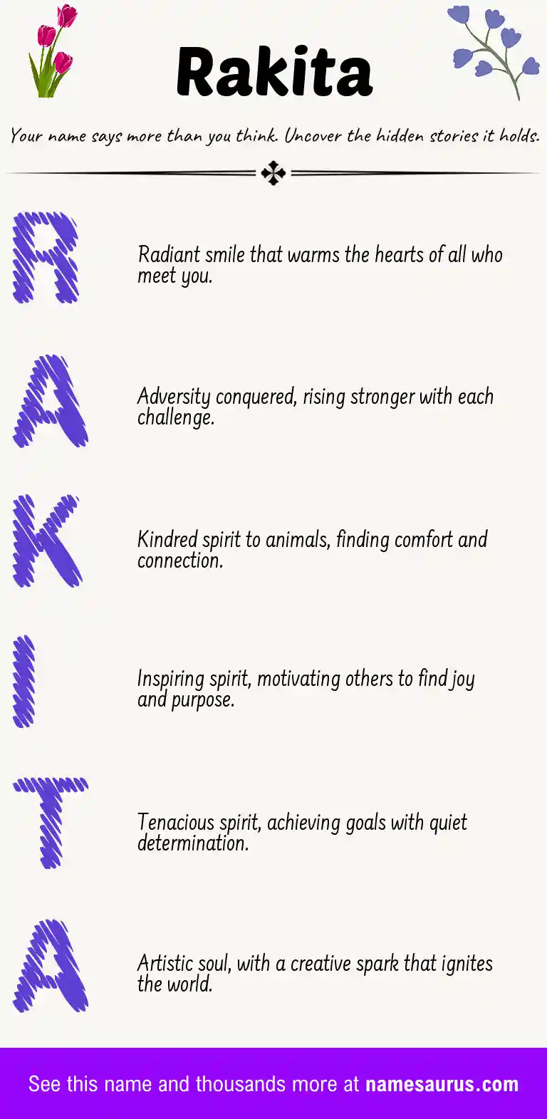 Acrostic poem about Rakita.