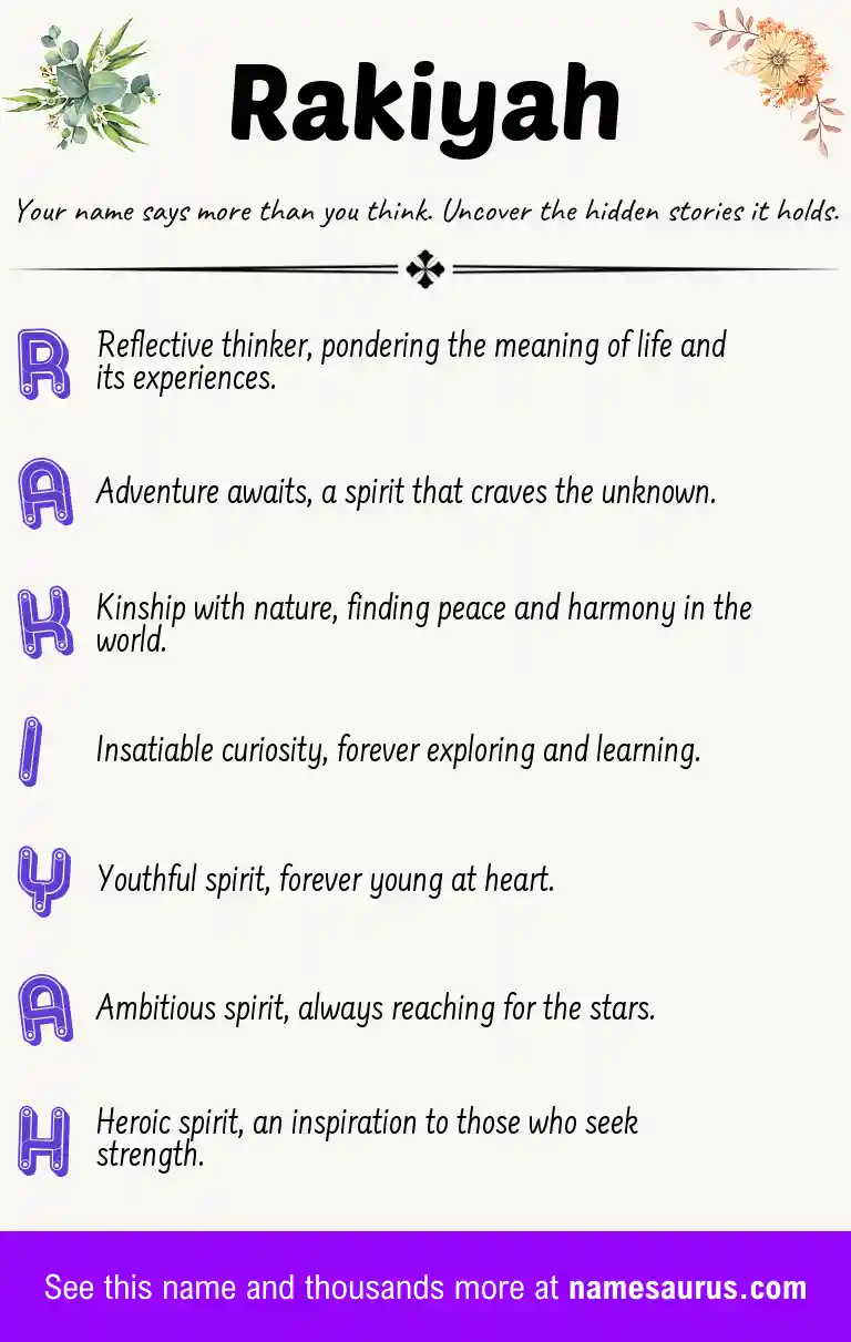 Acrostic poem about Rakiyah.