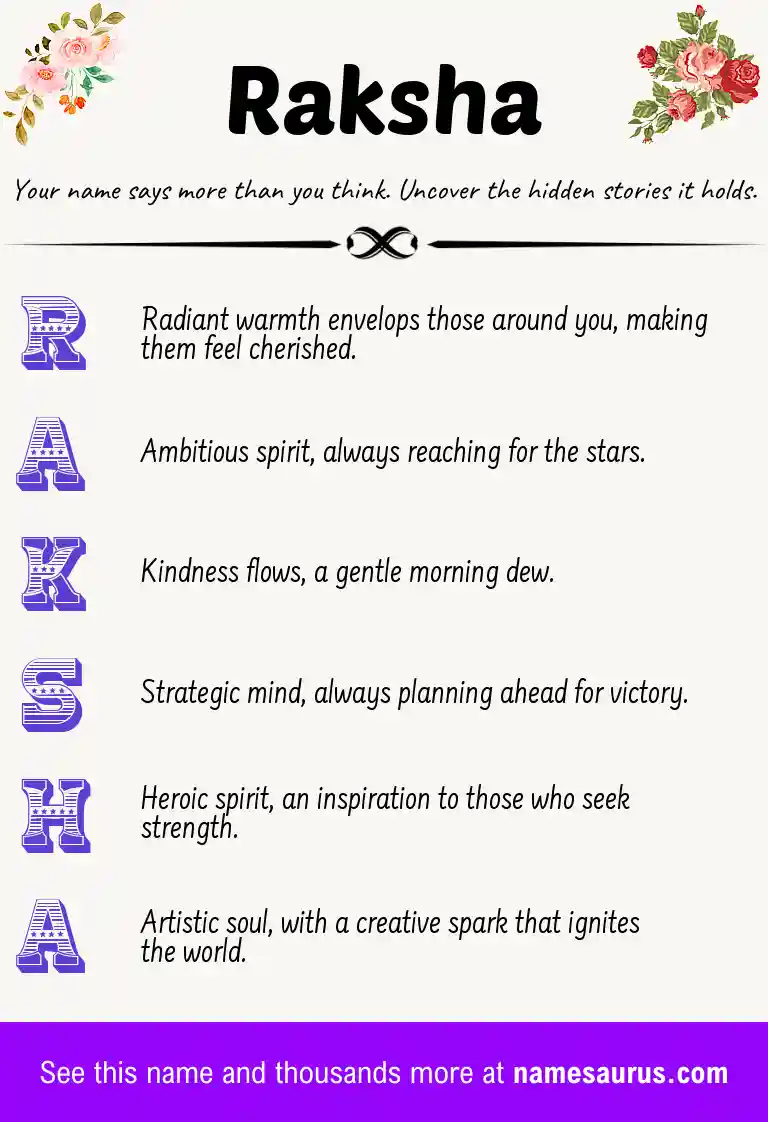 Acrostic poem about Raksha.