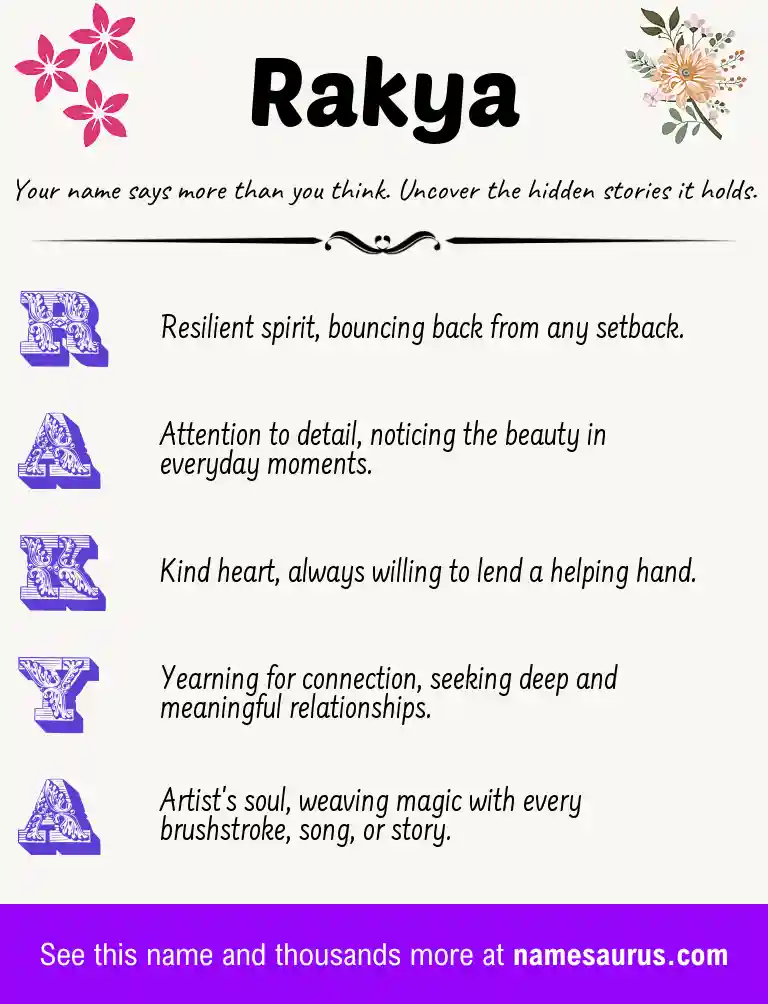 Acrostic poem about Rakya.