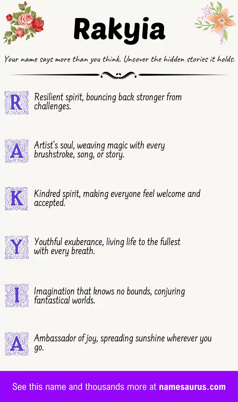 Acrostic poem about Rakyia.