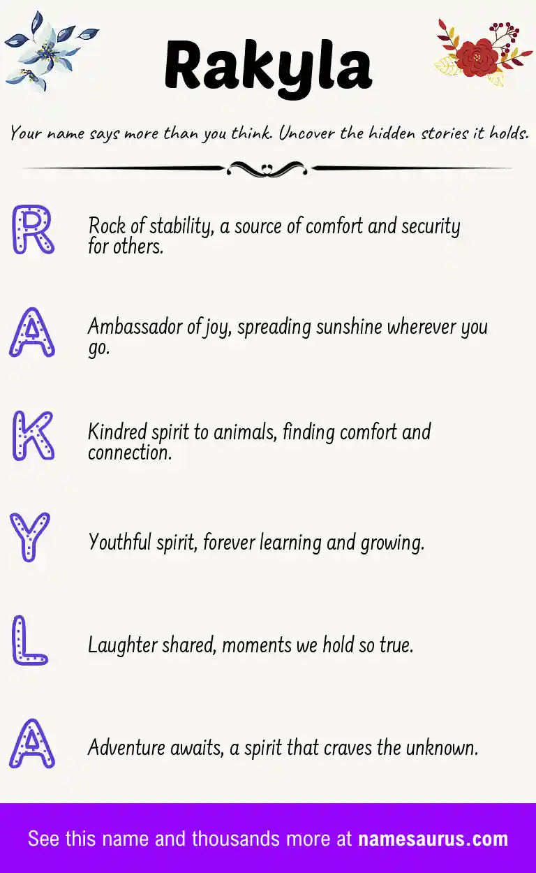 Acrostic poem about Rakyla.