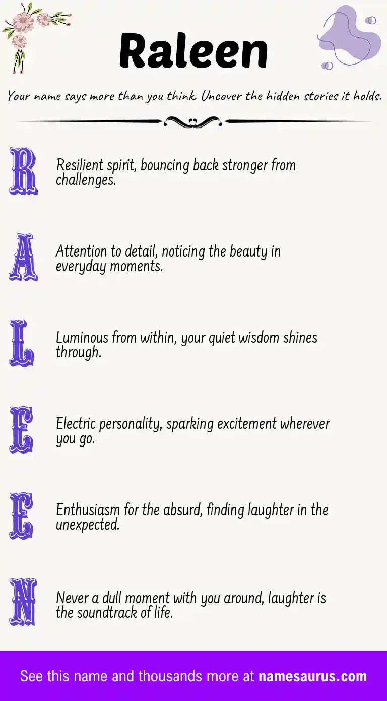 Acrostic poem about Raleen.