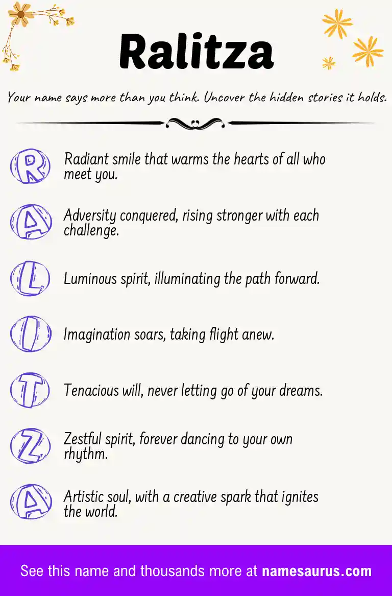 Acrostic poem about Ralitza.