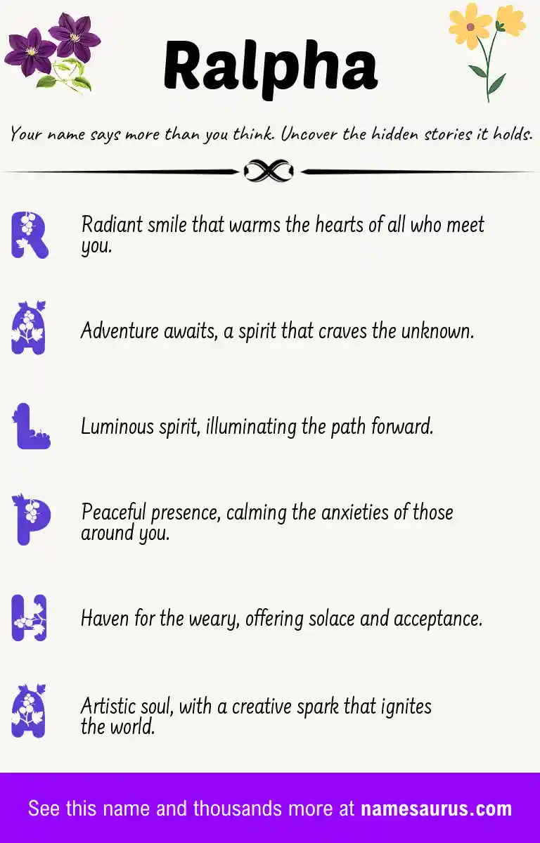 Acrostic poem about Ralpha.