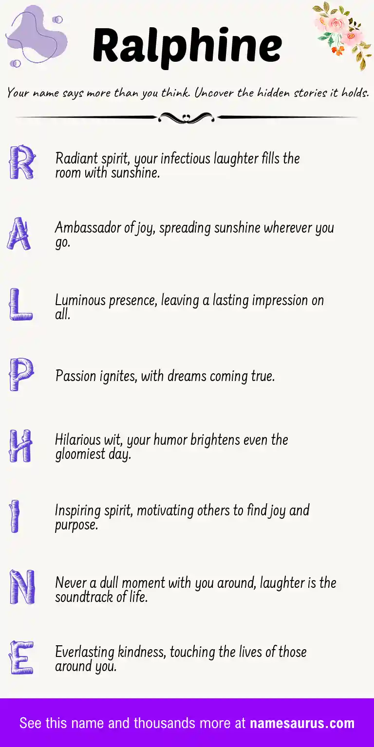 Acrostic poem about Ralphine.