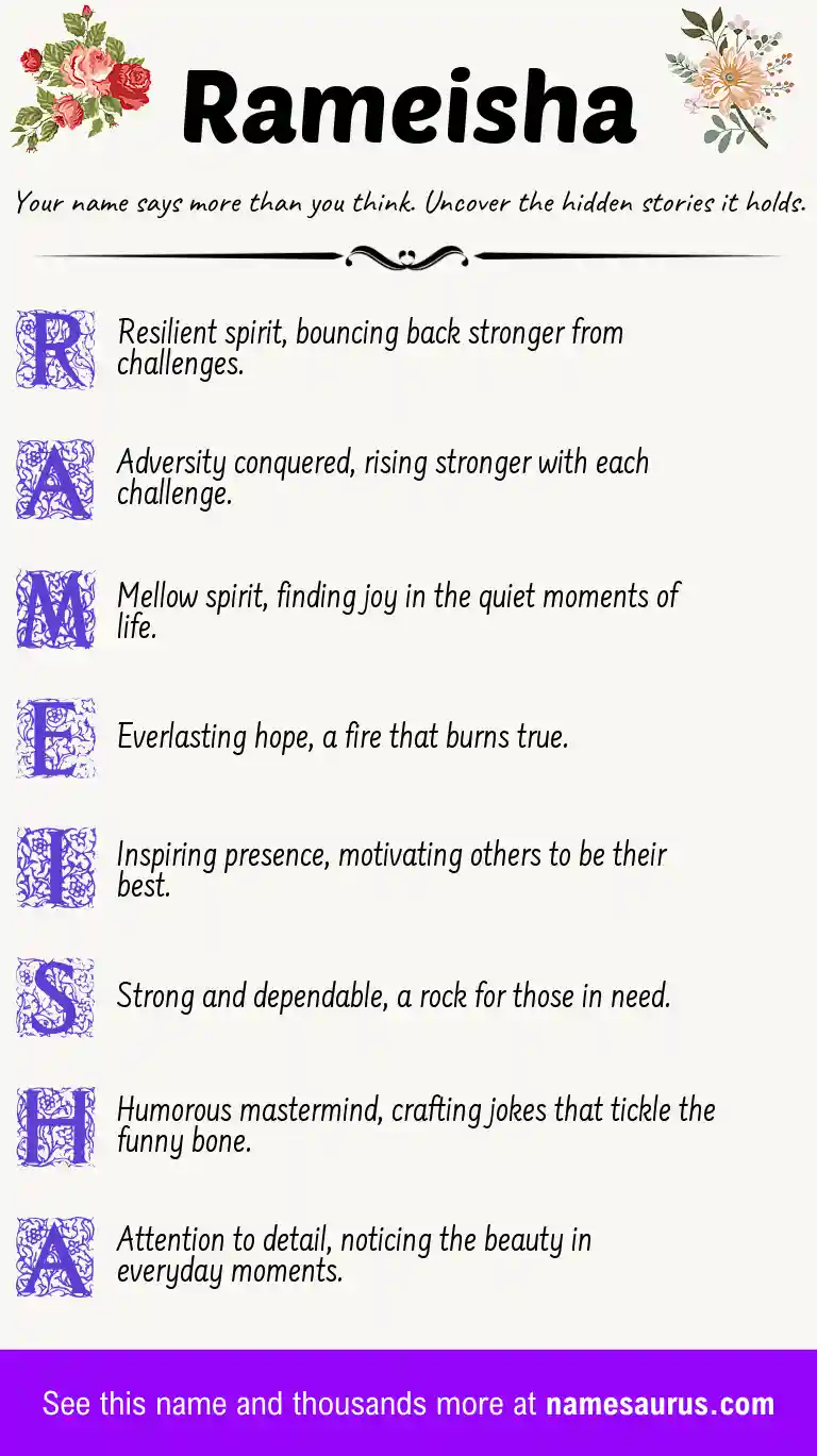 Acrostic poem about Rameisha.