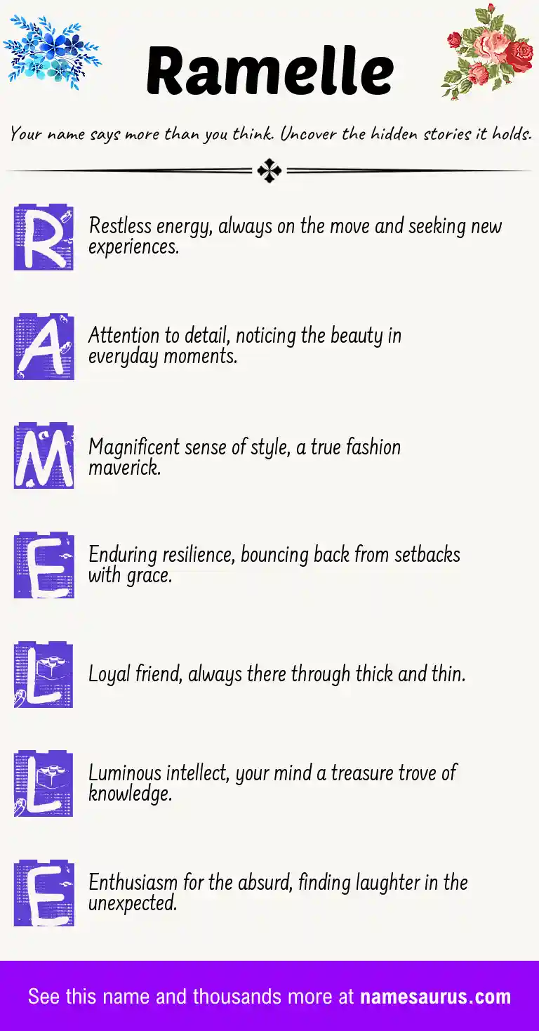 Acrostic poem about Ramelle.
