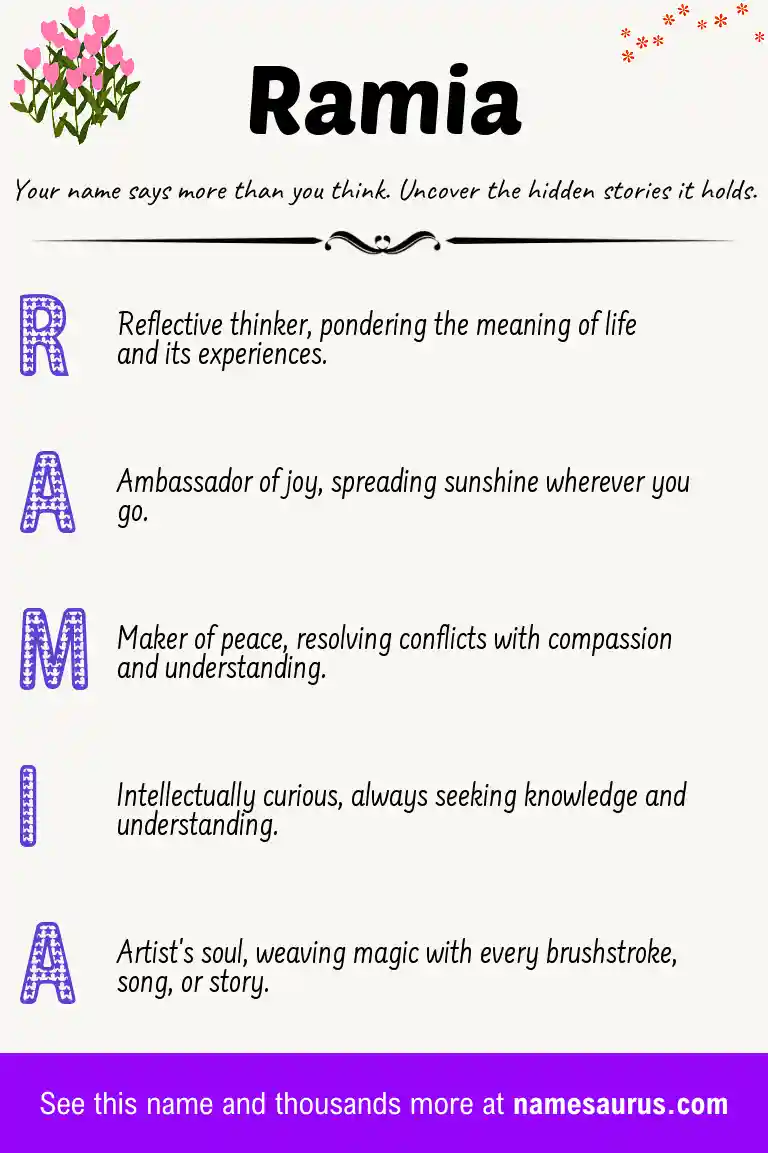 Acrostic poem about Ramia.