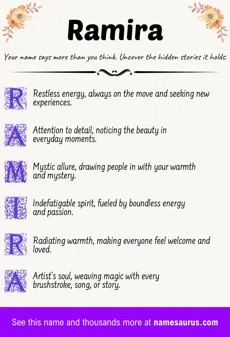 Acrostic poem about Ramira.
