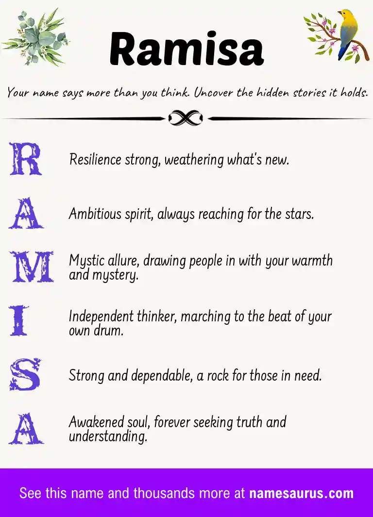 Acrostic poem about Ramisa.