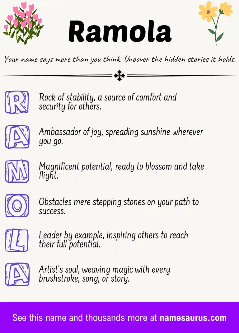 Acrostic poem about Ramola.