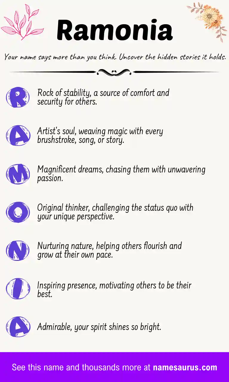 Acrostic poem about Ramonia.