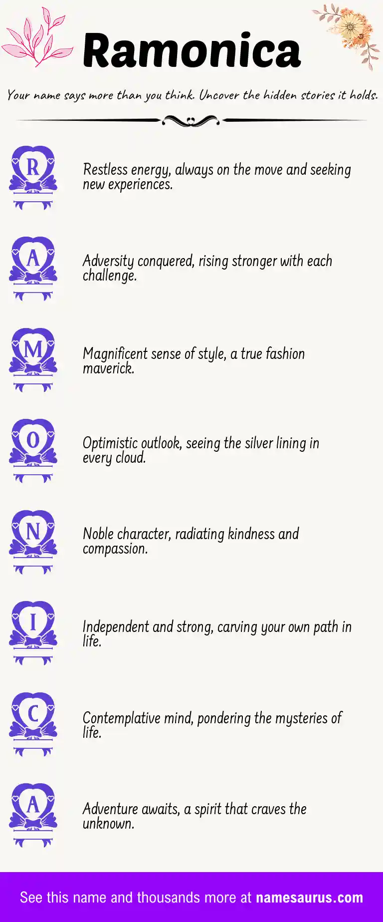 Acrostic poem about Ramonica.