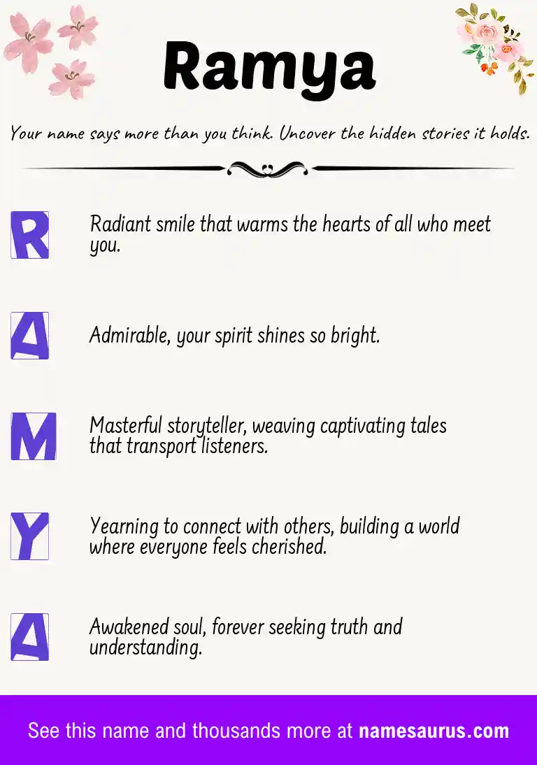 Acrostic poem about Ramya.