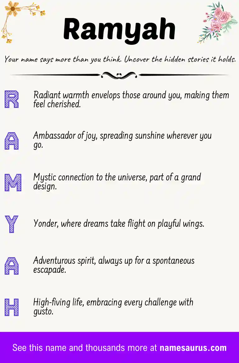 Acrostic poem about Ramyah.