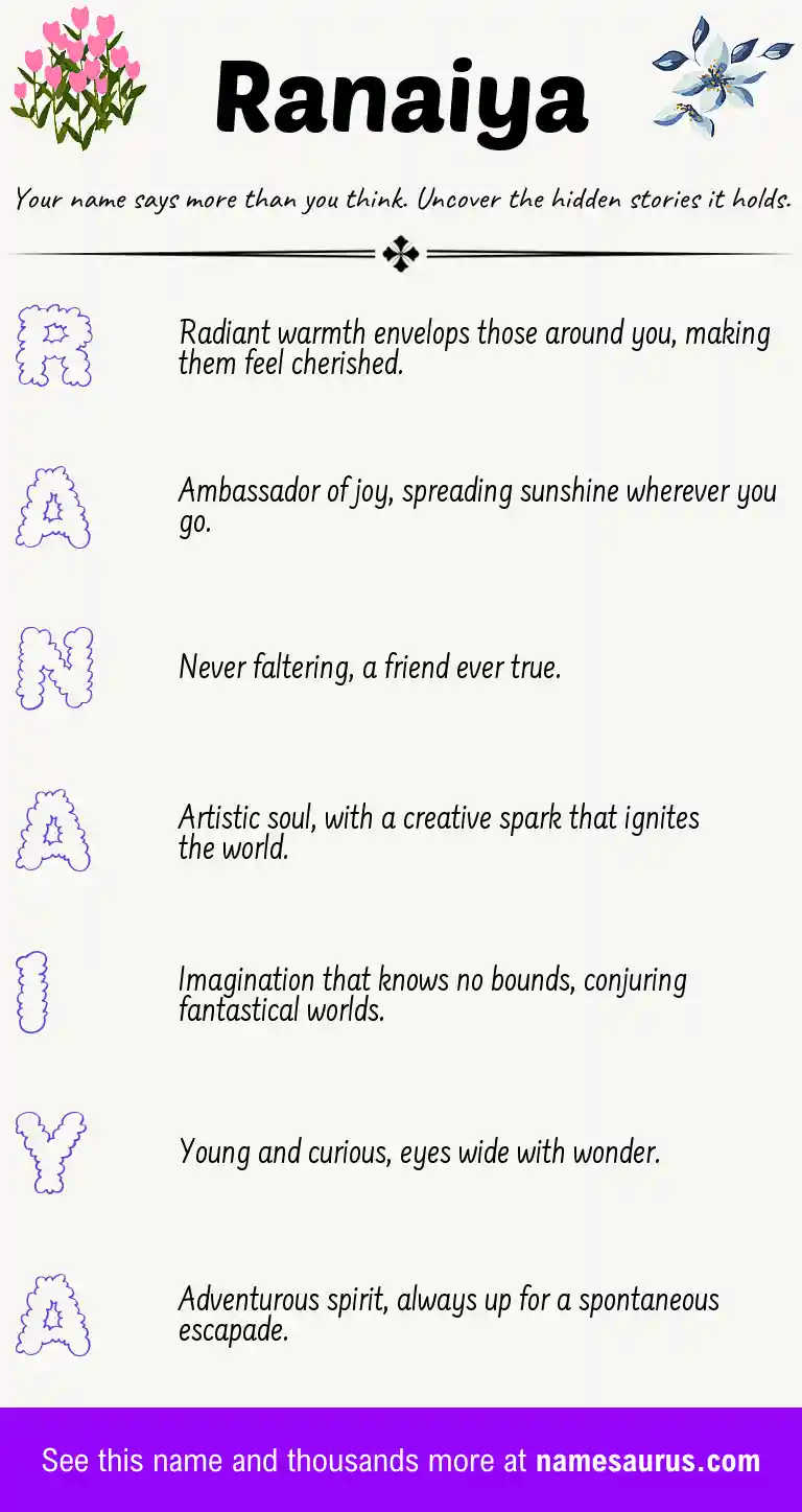 Acrostic poem about Ranaiya.