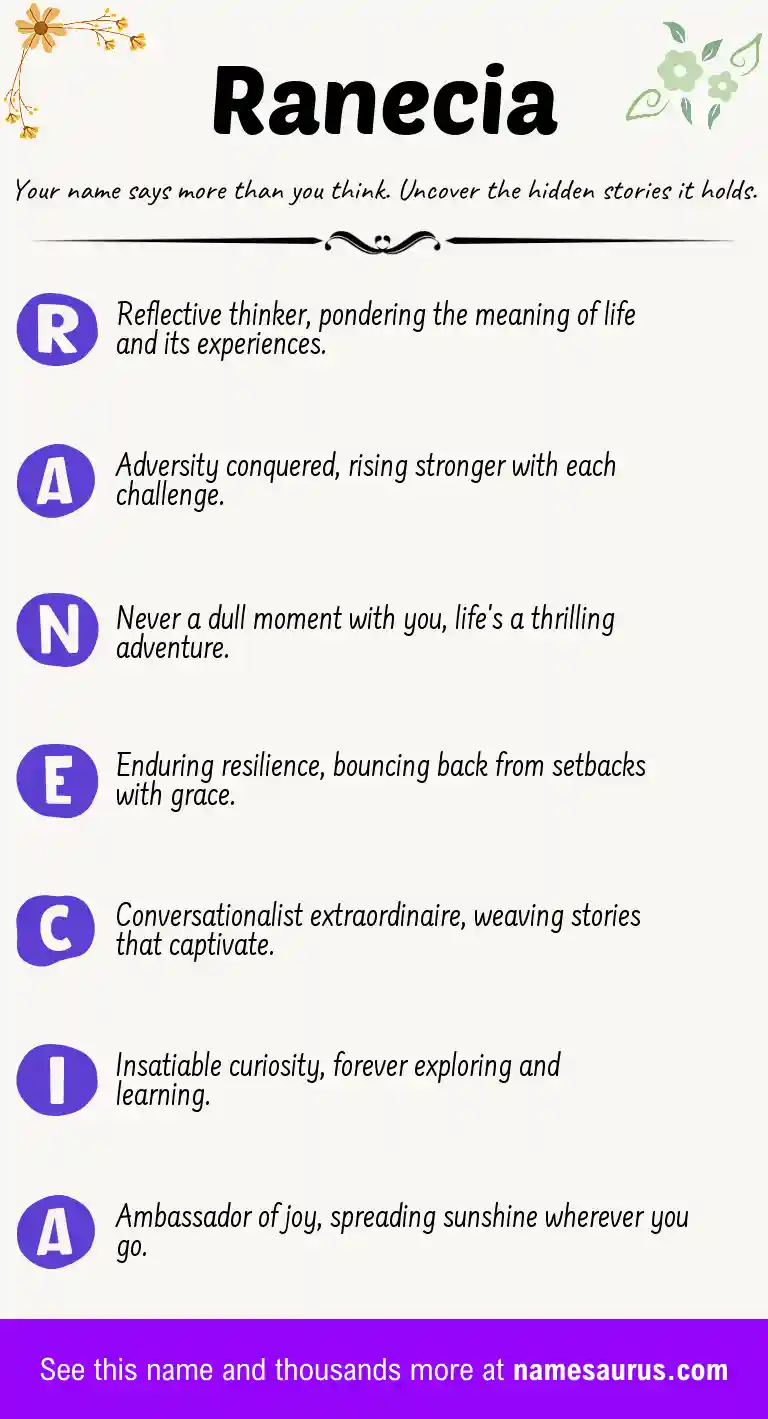 Acrostic poem about Ranecia.