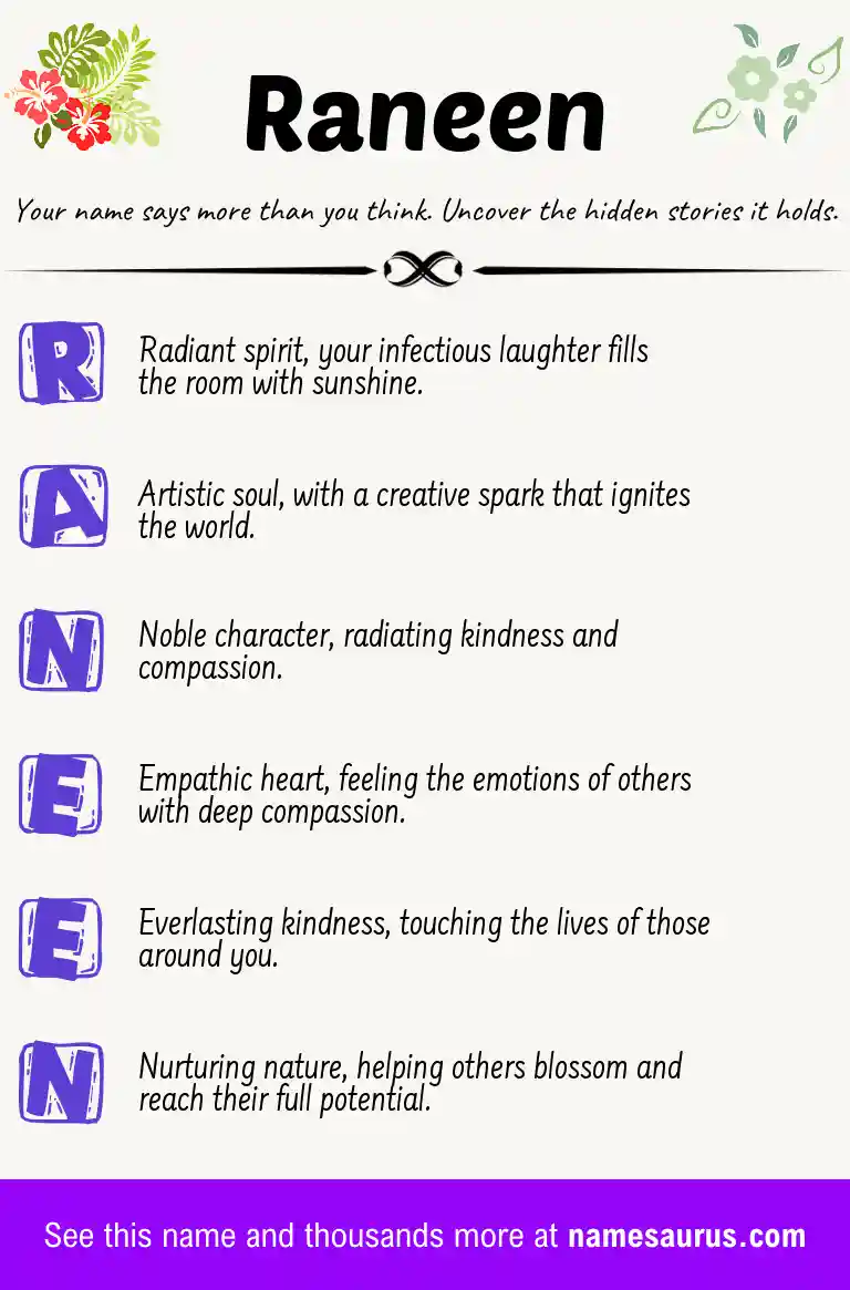 Acrostic poem about Raneen.